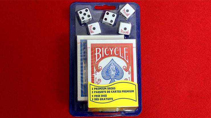 Premium 2 Decks Standard Poker Cards & 5 Dice Set for Casino Night, Poker Parties, Family Game Nights, and Travel Entertainment