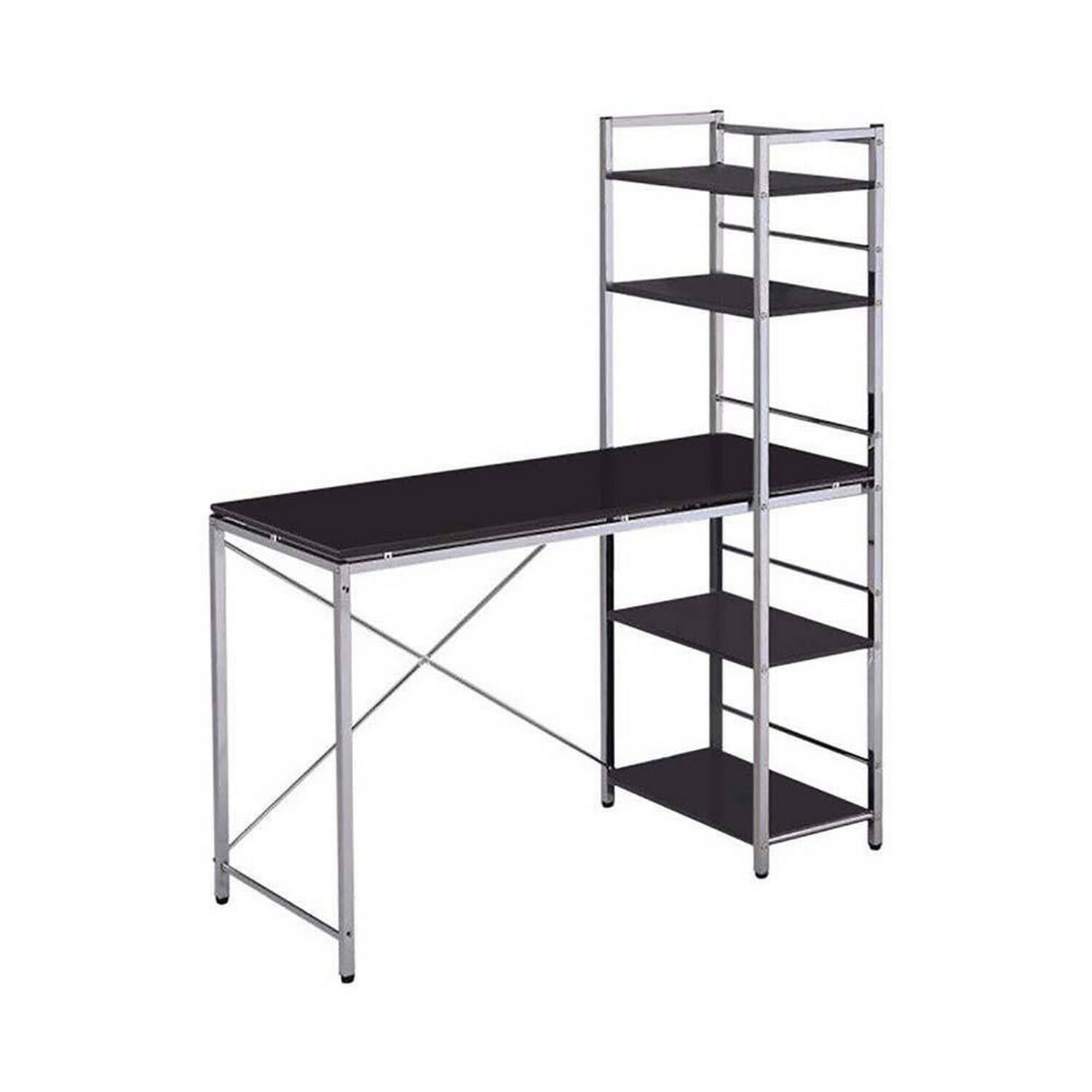 Stylish Benzara Black and Silver Office Desk - Modern Home & Office Workspace Solution for Productivity