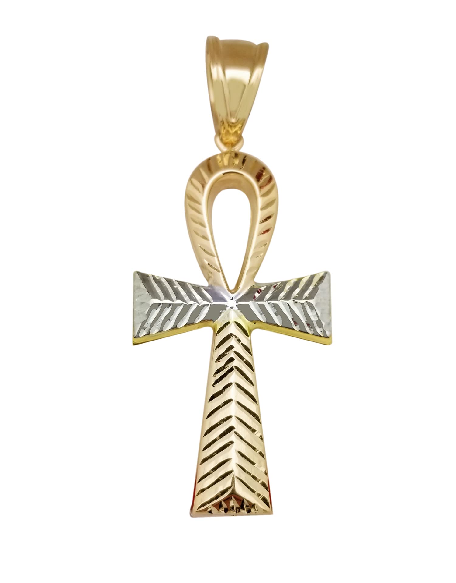 10K Yellow Gold Egyptian Ankh Cross Pendant Necklace - 1.75 Inch Ancient Symbol Charm for Spiritual Protection & Fashion Jewelry - Perfect for Gifts, Meditation & Boho Style Outfits