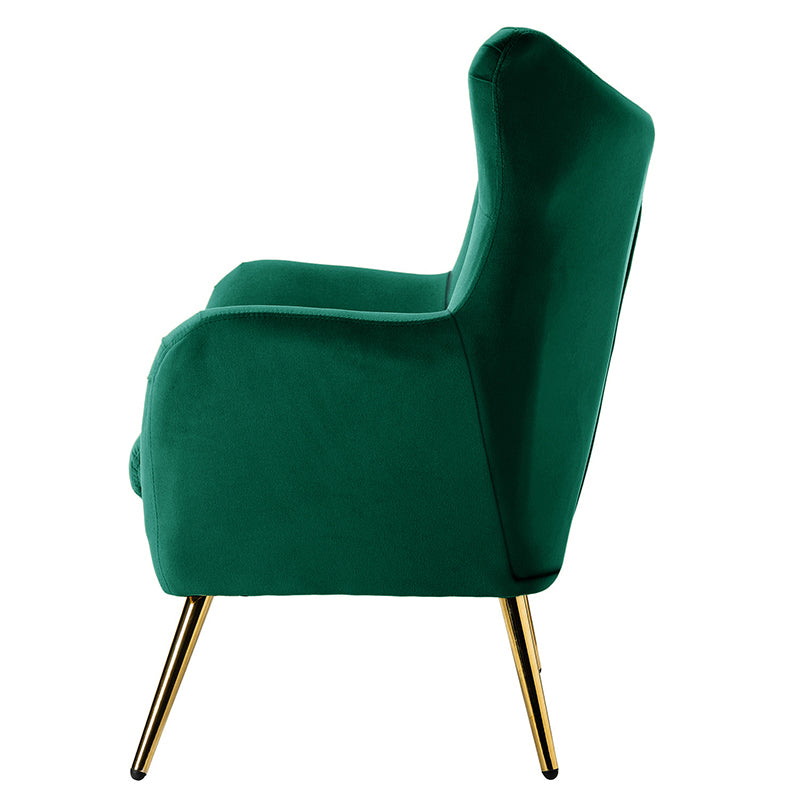 Luxury Isabelle Wingback Velvet Upholstered Armchair - High Back Accent Chair with Sturdy Metal Legs for Living Room, Bedroom & Office Decor