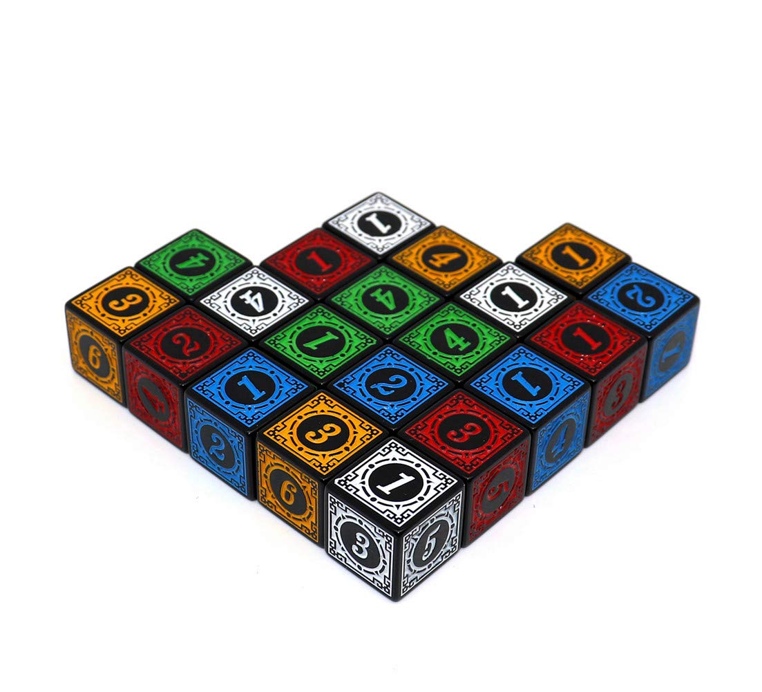 20-Piece 16MM Solid 6-Sided D6 Dice Set - 4 x 5 Color Rainbow Dice for Board Games, RPG, TRPG, Math Teaching & Card Games - Perfect for Dungeons & Dragons, Yahtzee, Classroom Activities & Game Nights