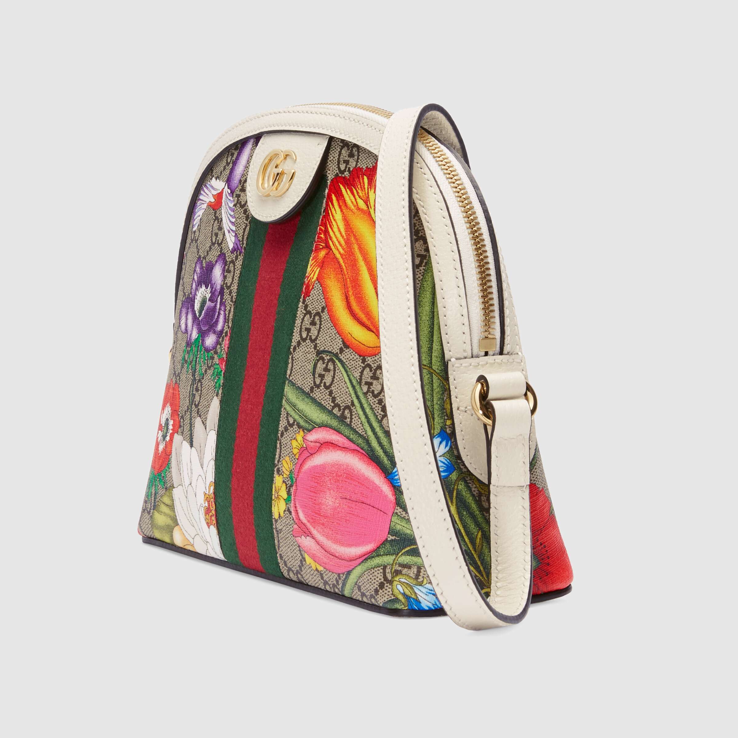 Gucci Ophidia GG Flora Small Shoulder Bag in GG Supreme White - Perfect for Women's Daily Use, Work, and Evening Out