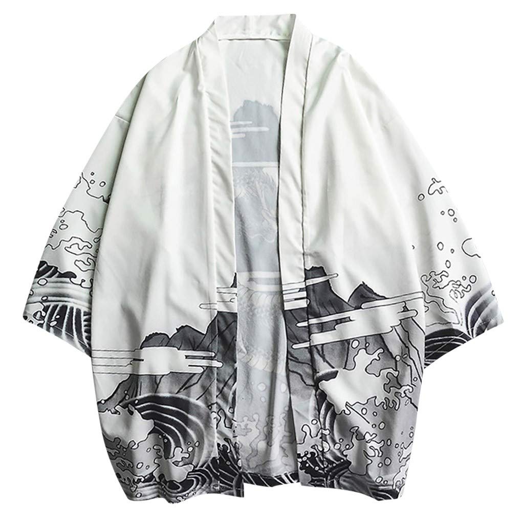Slim Fit Men's Dress Shirts & Cardigan - Fashionable Printed Kimono Shirts & Oversize Blouse for Casual Wear, Office & Special Occasions
