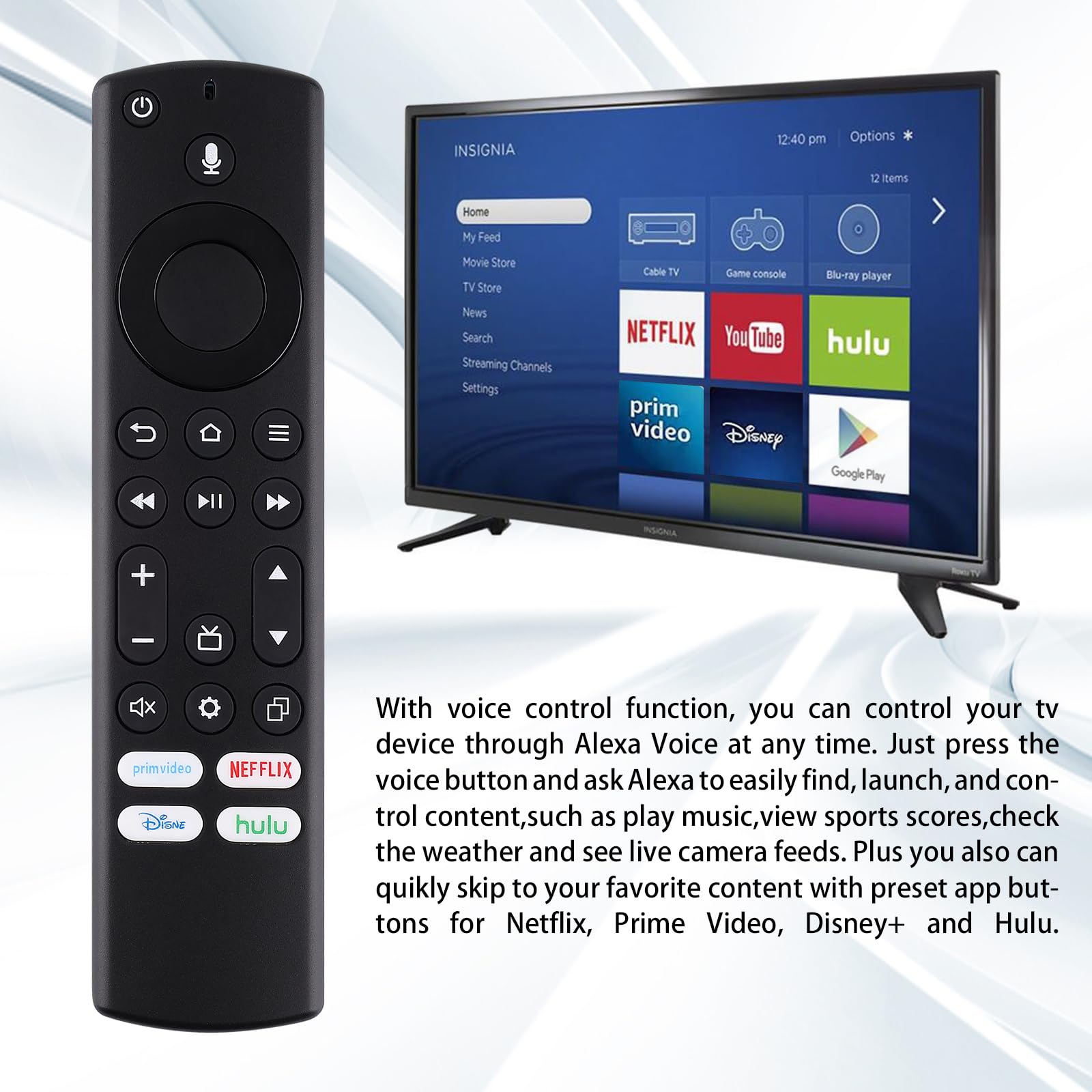 Replacement Voice Remote Control for Insignia, Toshiba, Pioneer Smart TVs - Compatible with AMZ Omni TV & 4-Series, Fire Stick Smart TV Remote | Universal TV Accessory for Streaming & Smart Home Entertainment