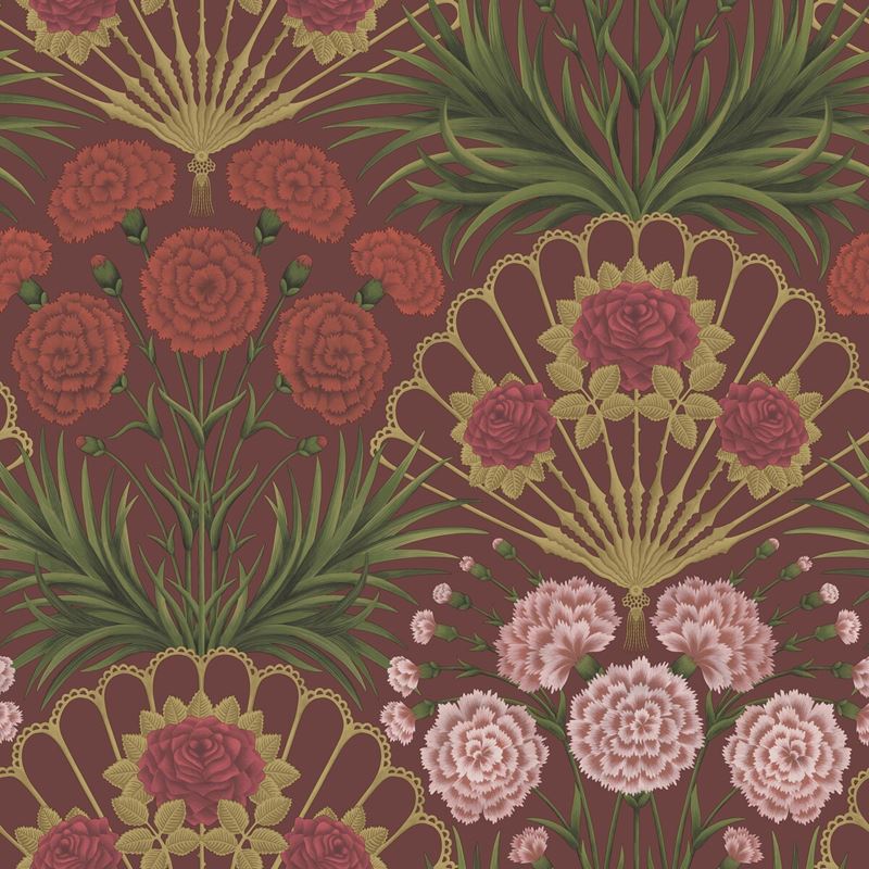 Cole & Son Flamenco Fan Red Botanical Wallpaper - Premium Handmade Floral Design for Living Room, Bedroom & Dining Room Decor