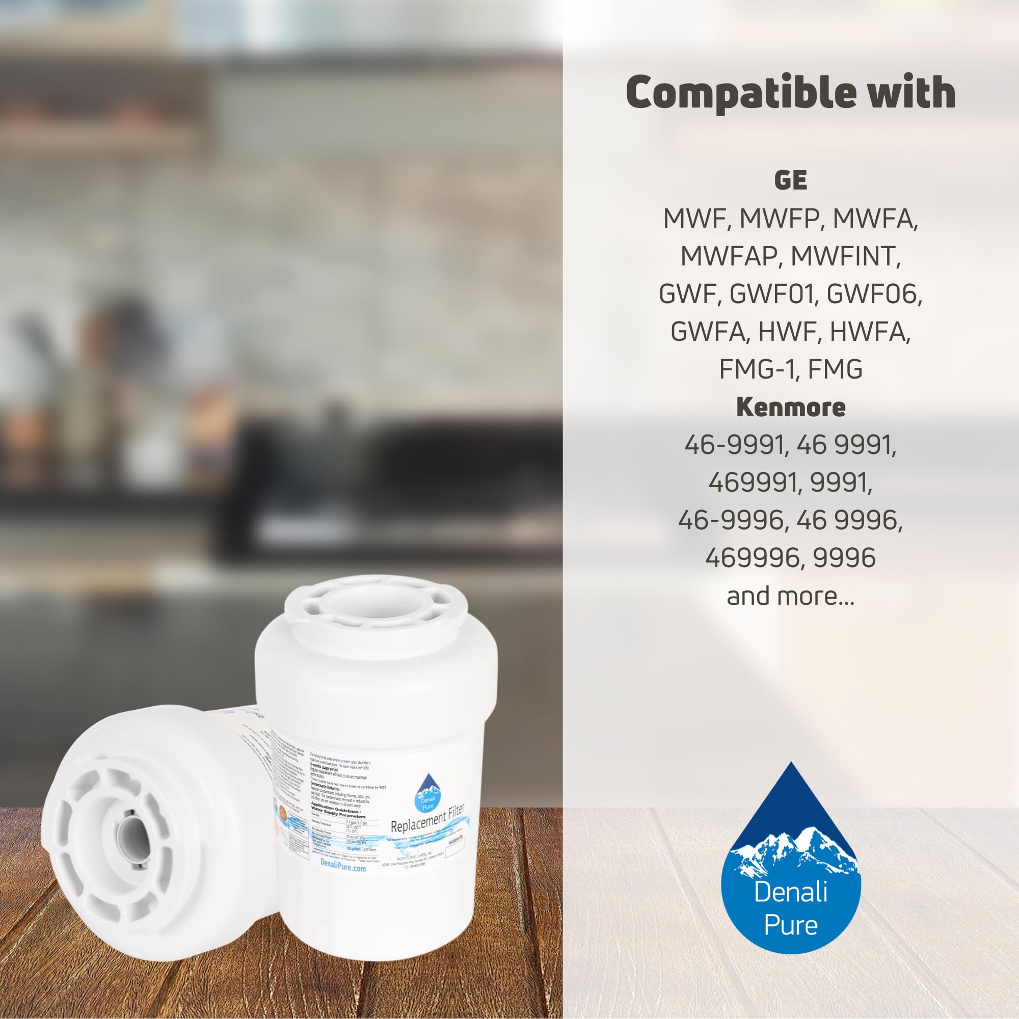 4-Pack GE PSC23SGRCSS Refrigerator Water Filter Replacement - Compatible with GE MWF & MWFP Fridge Filters | Clean Drinking Water for Home & Office Use