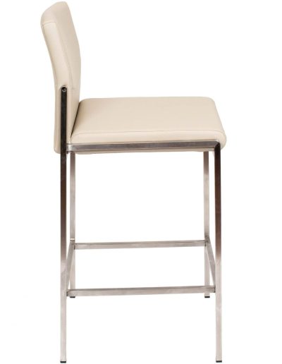 Amelie Modern Upholstered Stool in Taupe - Compact Accent Seating for Living Room, Bedroom, or Entryway - Soft Fabric Stool with Sturdy Wooden Legs