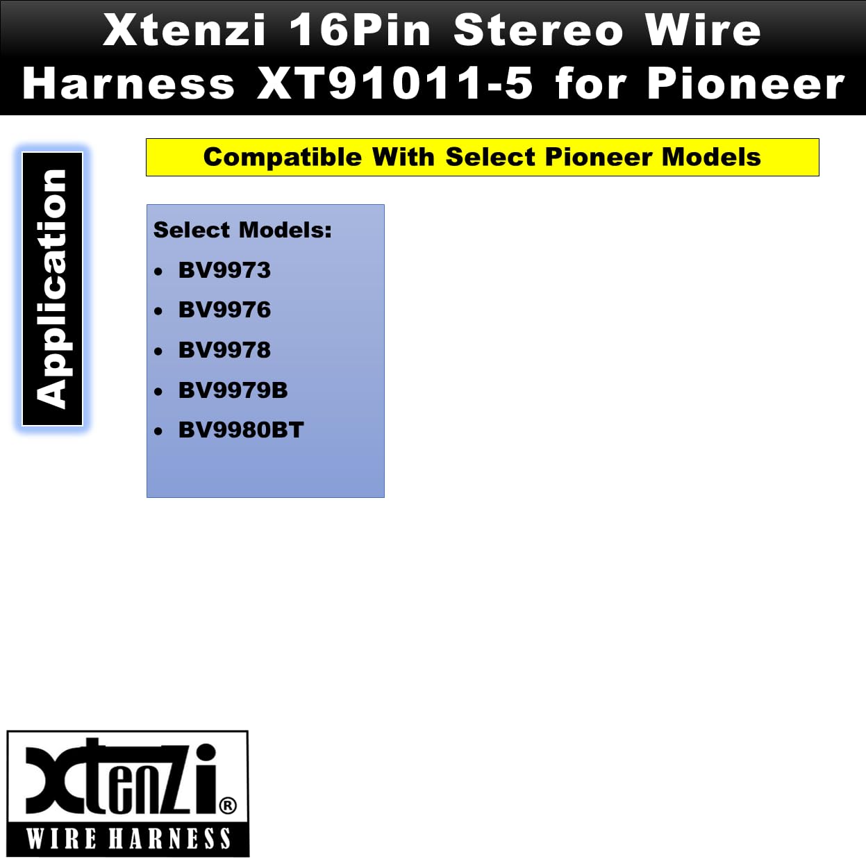 16Pin Car Radio Power Wire Harness Connector for Pioneer BV9973/BV9976/BV9978/BV9979B/BV9980BT - XT91011-5 | Easy DIY Installation & Stereo Upgrade Accessory