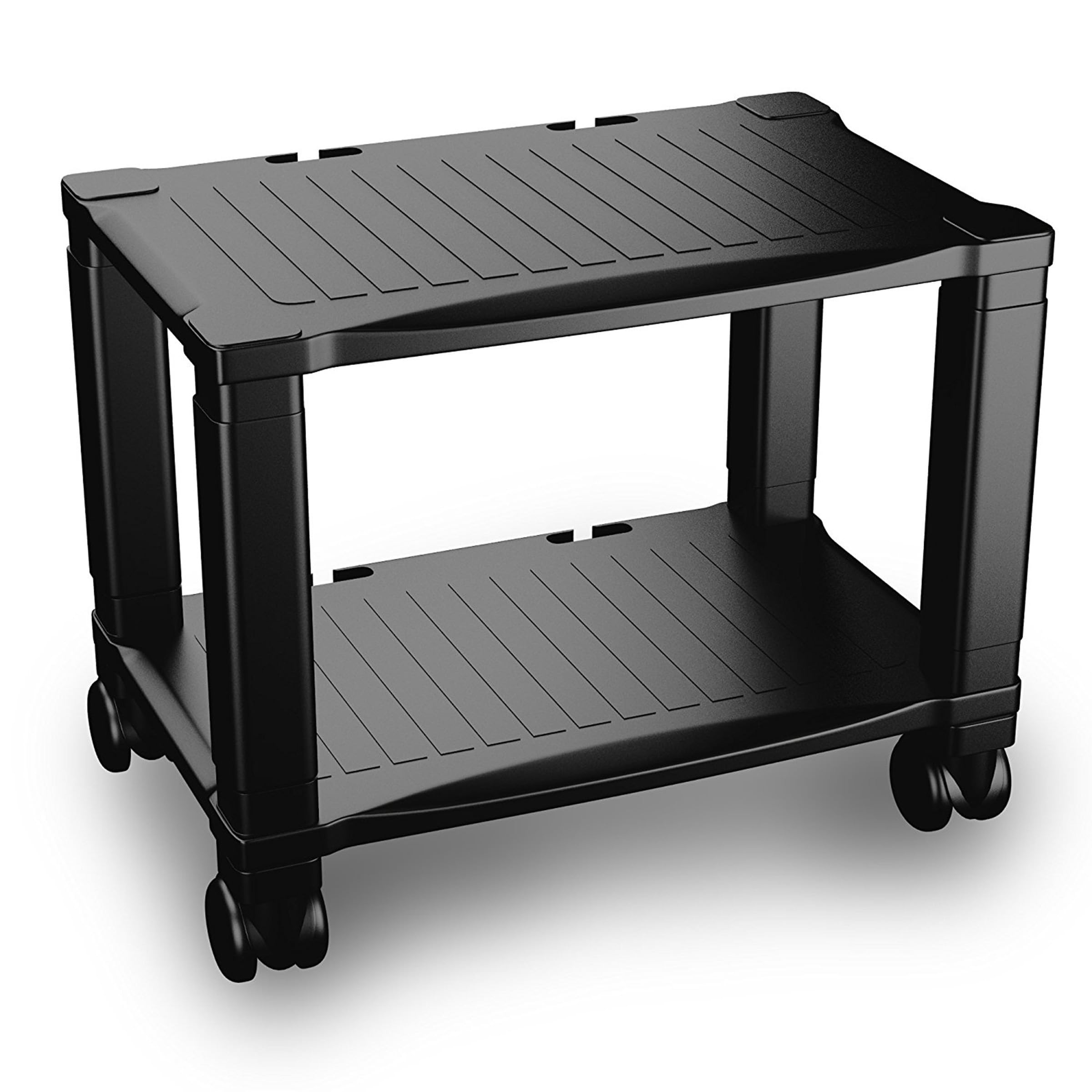 2-Tier Under Desk Printer Stand with Wheels - Compact Mobile Storage for Fax, Scanner & Office Supplies - Perfect for Home Office & Small Workspaces