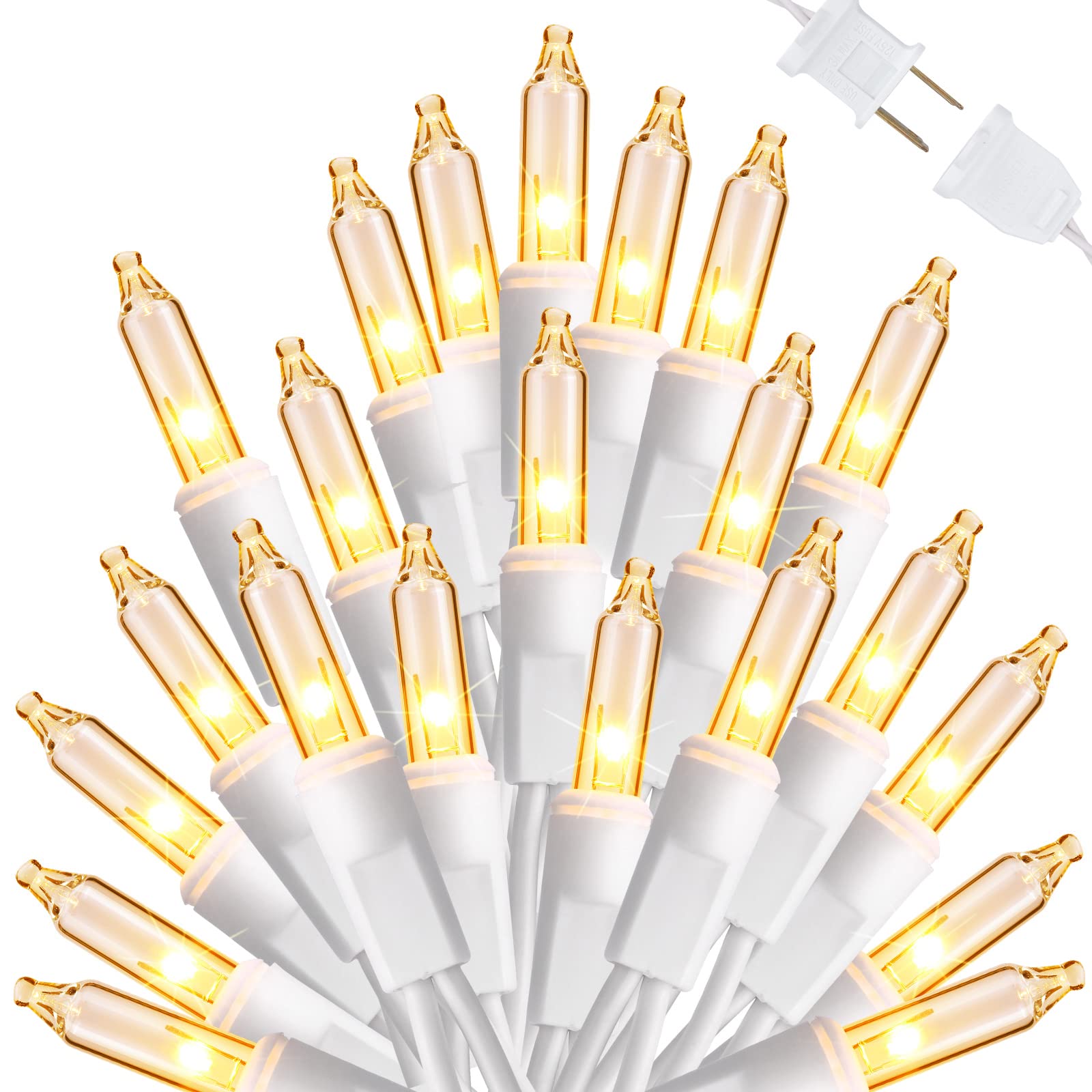 300 Clear Christmas Lights 77ft String - UL Certified Incandescent Mini Bulb Lights with White Wire for Xmas Tree, Home & Party Decorations | Perfect for Indoor/Outdoor Holiday Decor, Christmas Party Lighting, and Festive Window Displays