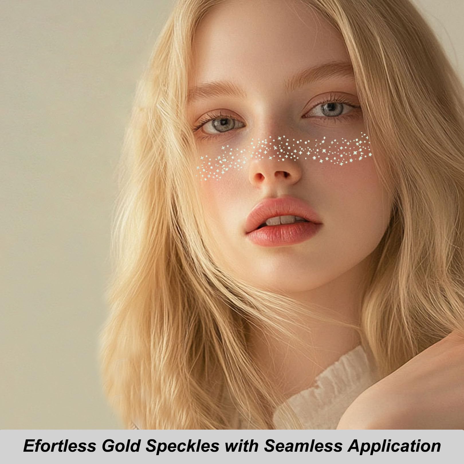 Glitter Freckles Face Tattoo - 6 PCS Silver Face Glitter Makeup Patches for Festival, Rave & Halloween | Glow Up Makeup Speckles for Cheek, Nose & Body | Waterproof Self-Adhesive Cosmetic Stickers