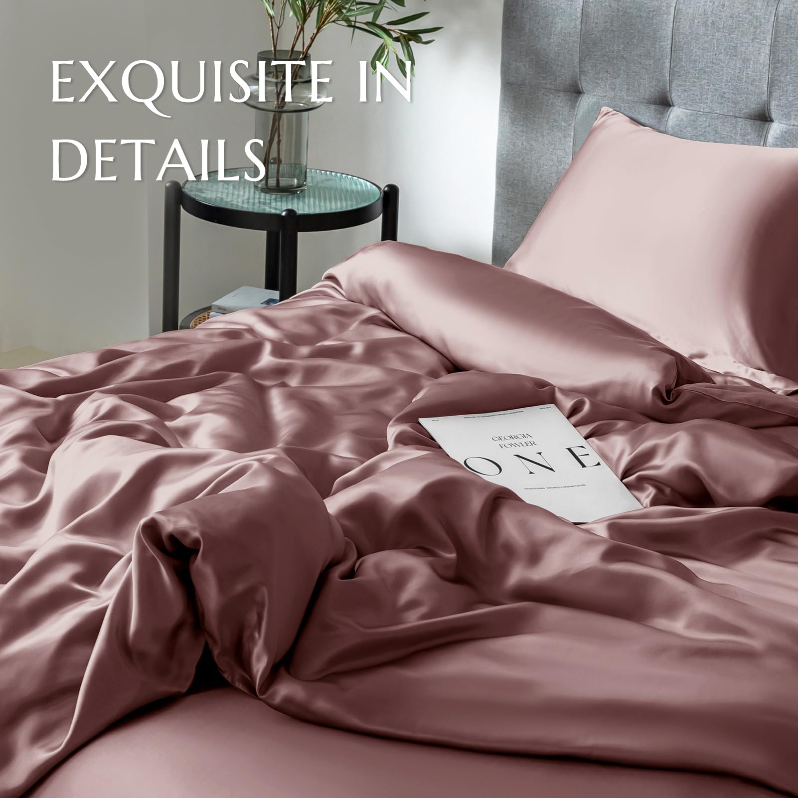 THXSILK 100% 7A+ Mulberry Silk Duvet Cover - Breathable, Seamless, Easy Care with Zipper Closure (Twin Size, Purple) | Luxury Bedding for Better Sleep & Skin Care | Perfect for Home, Hotel & Spa Use