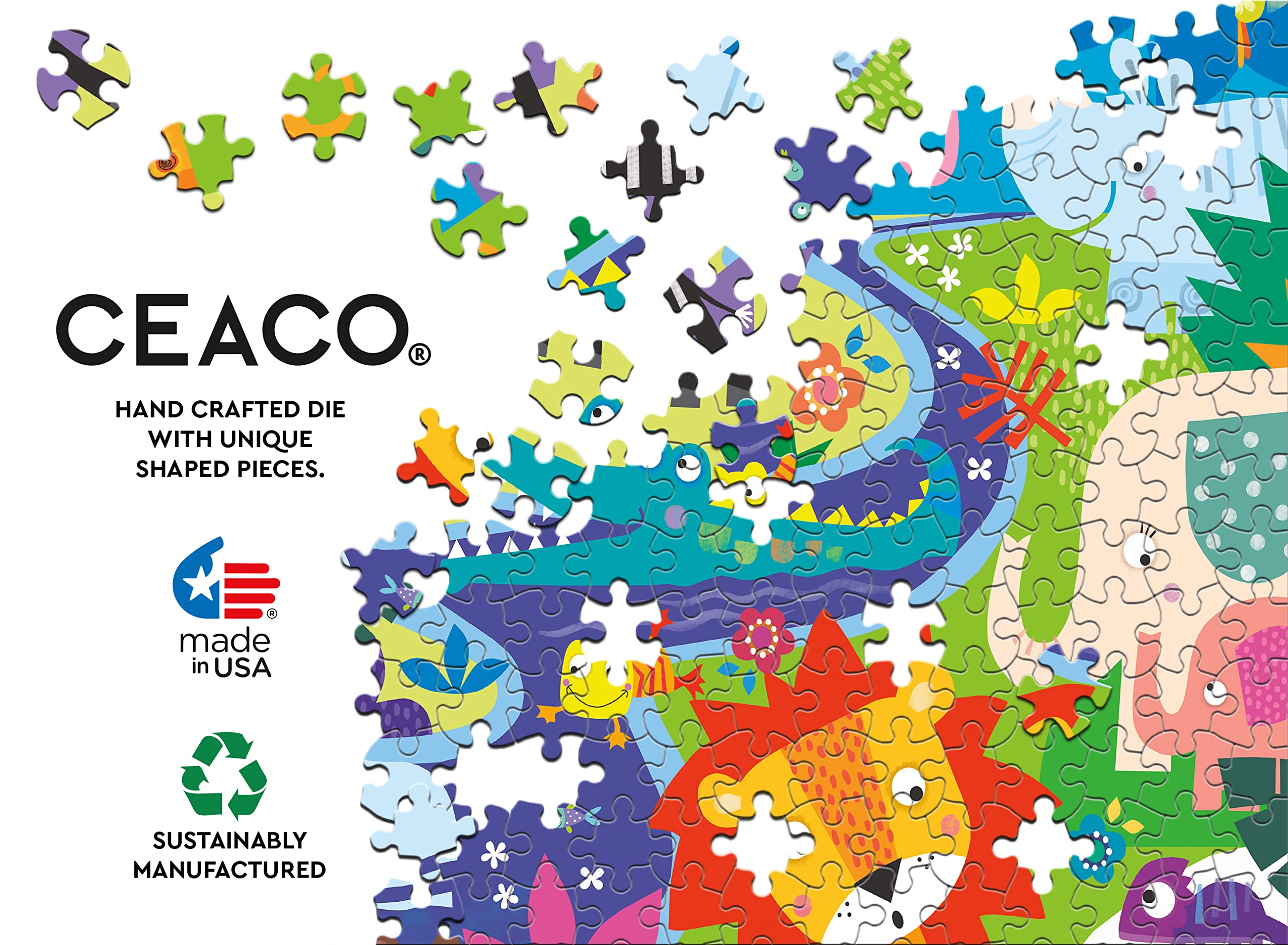Ceaco 3-in-1 Animal Shaped Jigsaw Puzzles for Kids Playtime