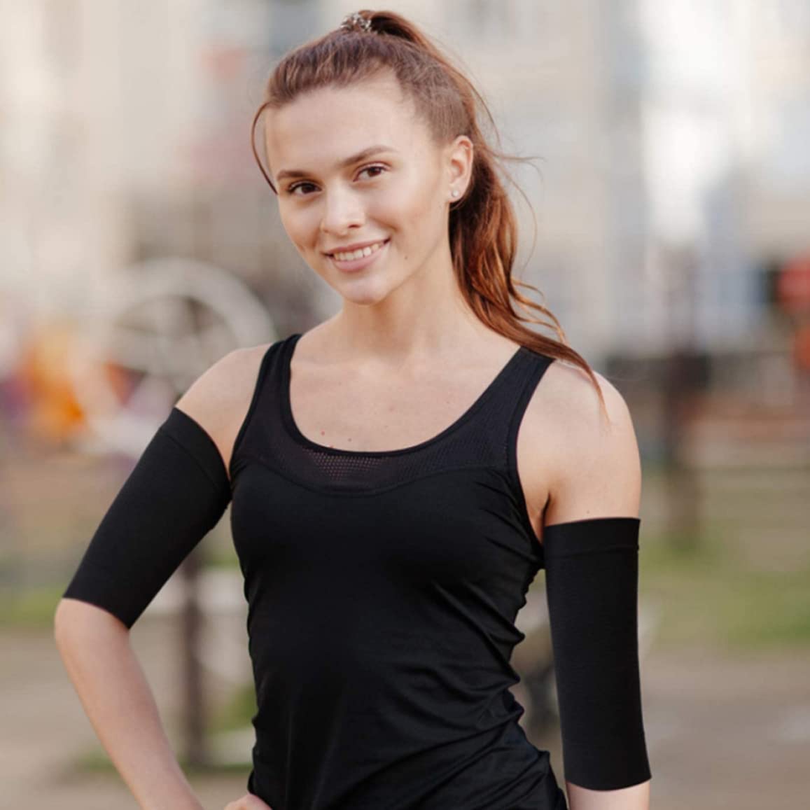 Women's Arm Shaper Sleeves - Compression Arm Sleeves for Toning & Weight Loss (2-Pack Black) | Slimming Arm Cuffs for Women & Men | Perfect for Workouts, Yoga & Everyday Wear
