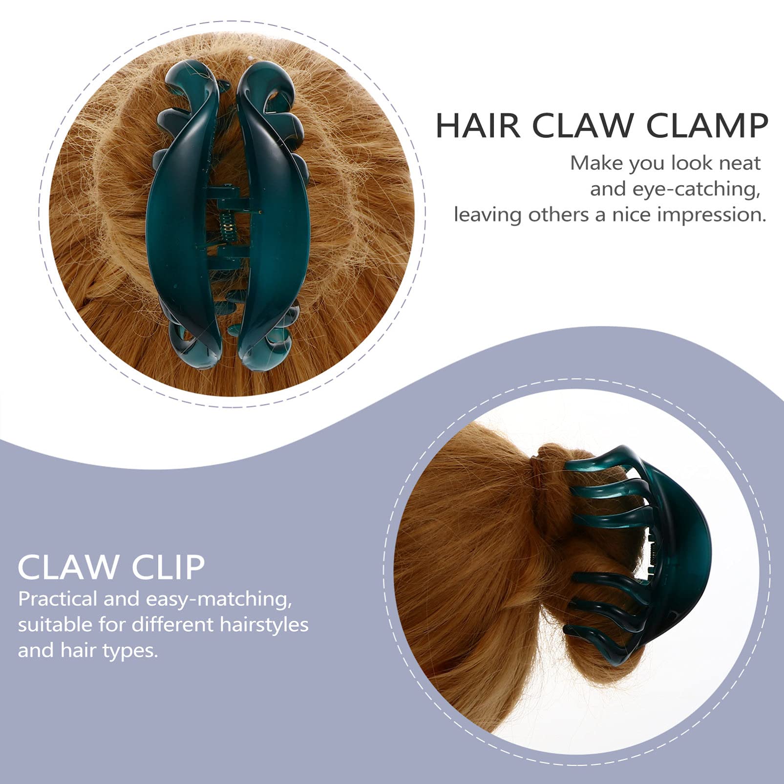 Beaupretty 2 Pack Octopus Hair Clips for Women - Non Slip Grip Large Hair Claw Clamps, Delicate Acrylic Hair Jaw Clips in Blue - Perfect for Updos, Ponytails and Everyday Hairstyles