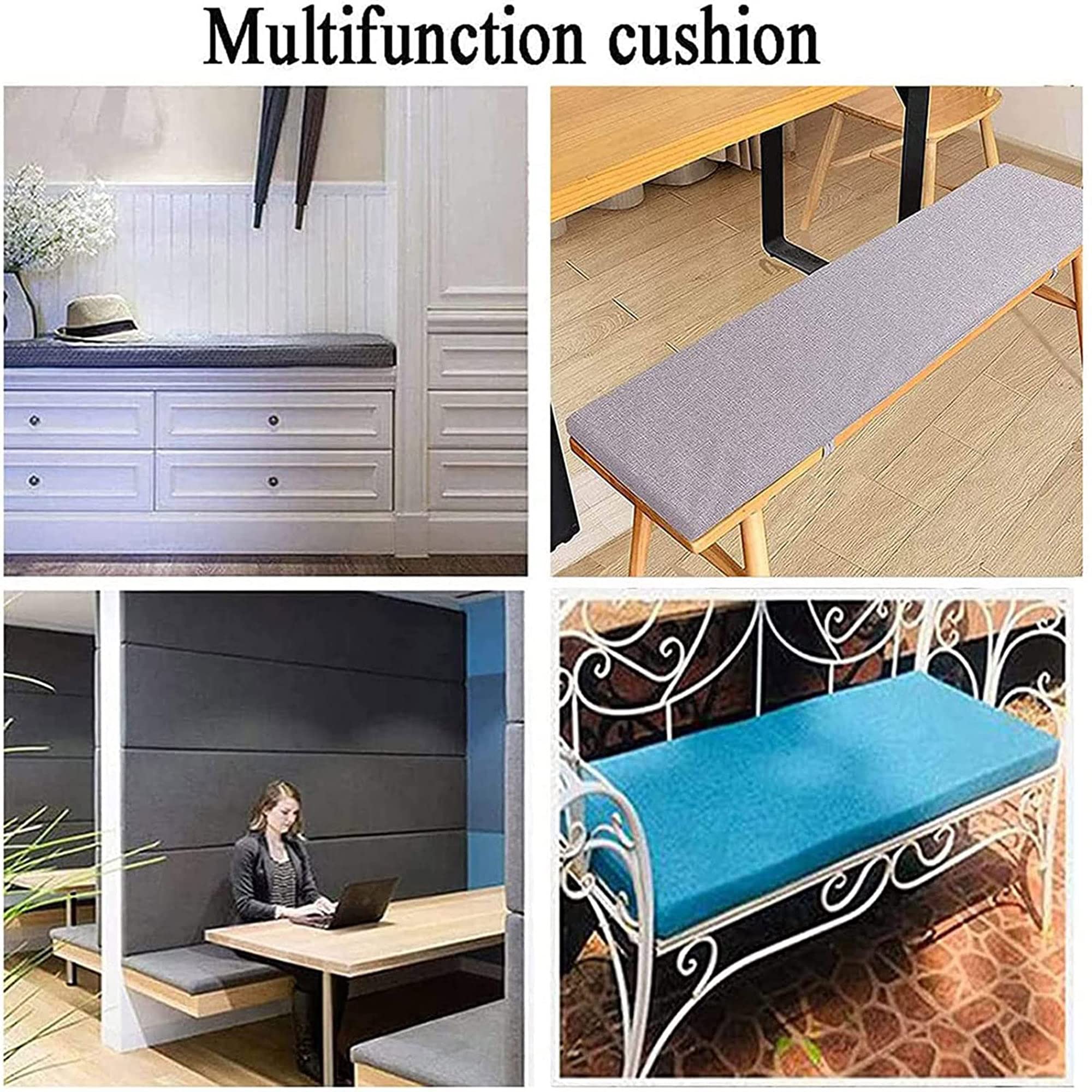 Premium 2-Inch Thick Patio Bench Cushion - Indoor/Outdoor Waterproof Garden Seat Cushion for Dining, Bay Window & Wooden Benches - Non-Slip, Washable (47.5x12 Inches, Black) - Perfect for Outdoor Lounging, Kitchen Nooks & Cozy Window Seats