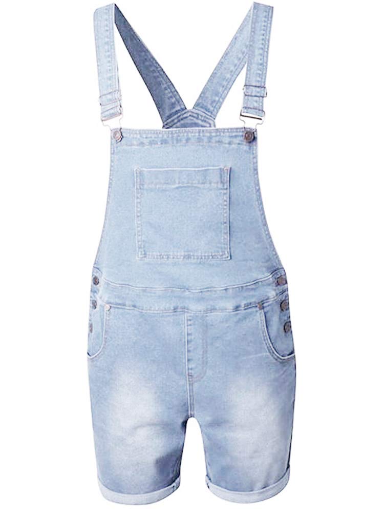 Runcati Men's Denim Shorts Bib Overalls - Casual Loose Fit Jean Romper with Button Pockets | Summer Jumpsuit for Outdoor Activities, Gardening & Casual Wear