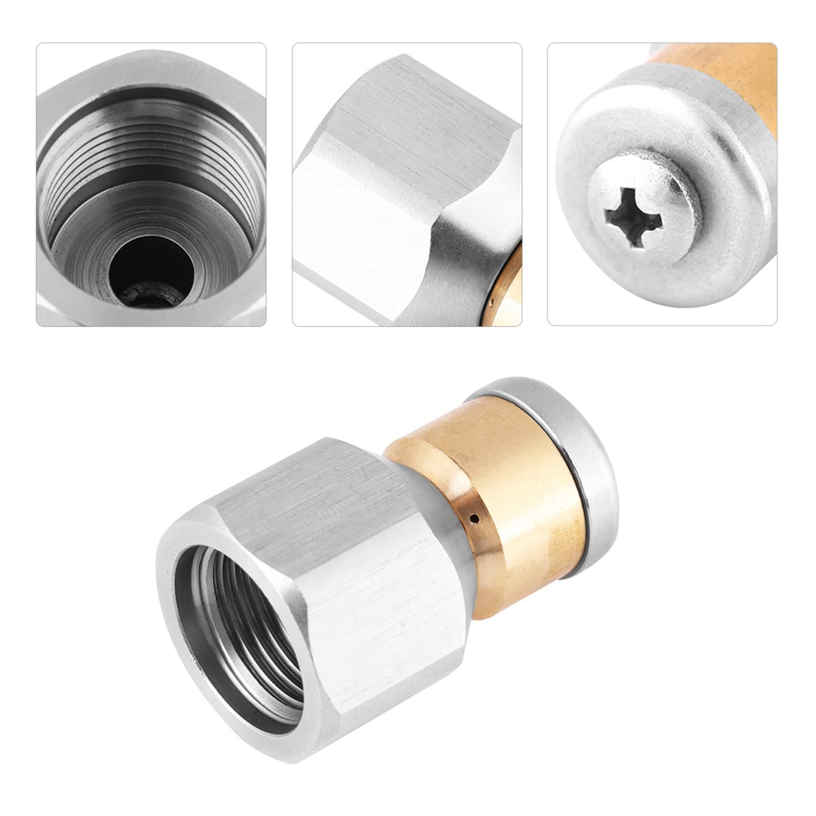 Stainless Steel Pressure Sewer Cleaning Nozzle - 3/8BSP Female SS304 Rotary Drain Pipe Washing Tool for Gardening, Car Washing & High-Pressure Cleaning | Heavy-Duty Plumbing & Outdoor Cleaning Accessory