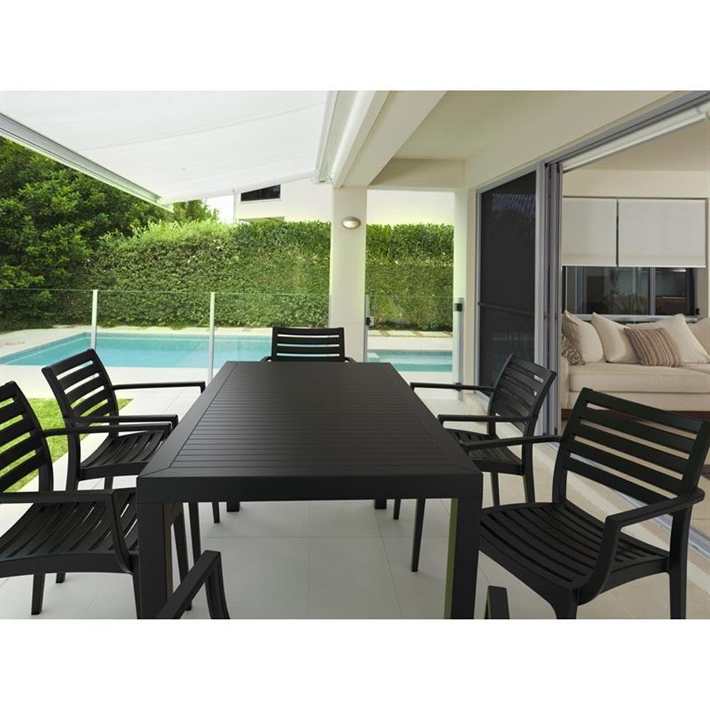 Artemis Outdoor Patio Dining Arm Chairs Set of 2 - Weather-Resistant Black Metal Garden Chairs for Backyard, Poolside, and Restaurant Outdoor Seating