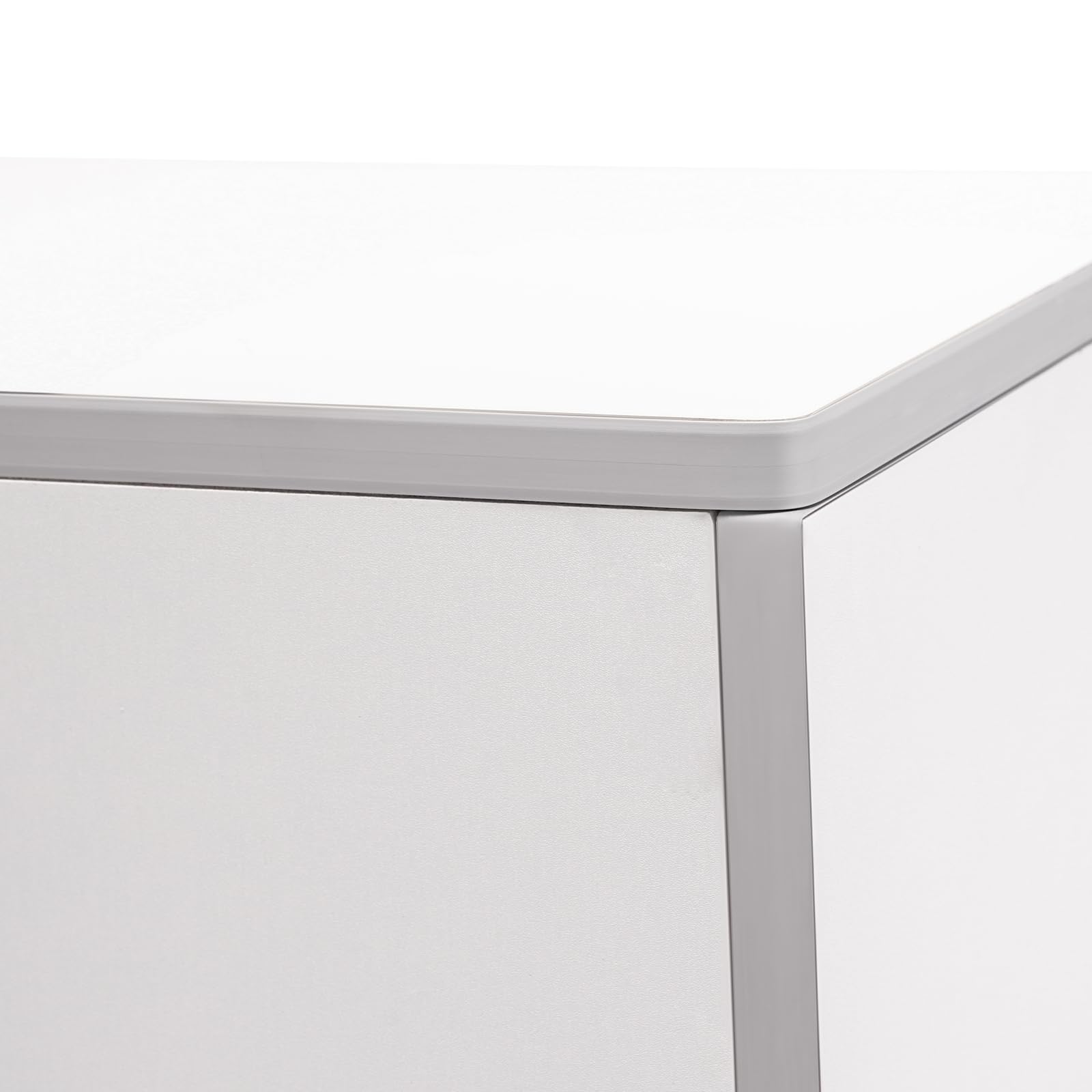 4' Folding Portable Bar with Shelves - White Laminate Bartender Table for Parties, Events & Home Use | Mobile Foldable Bar Cabinet Station for Indoor/Outdoor Gatherings