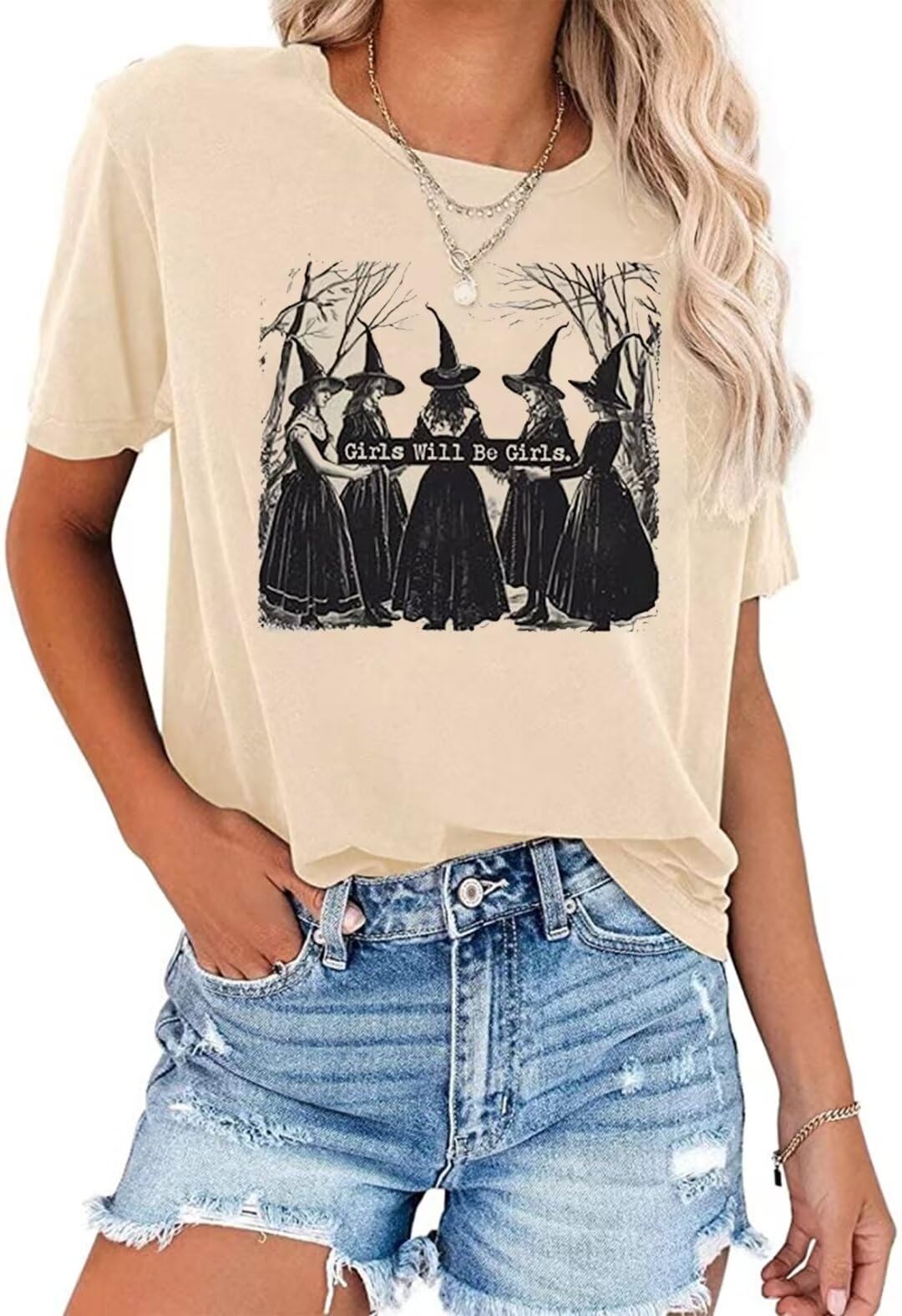 Halloween Witches T-Shirts for Women - Hocus Pocus Letter Print Halloween Party Shirts, Casual Fall Tees - Perfect for Halloween Parties, Costume Events & Autumn Outfits
