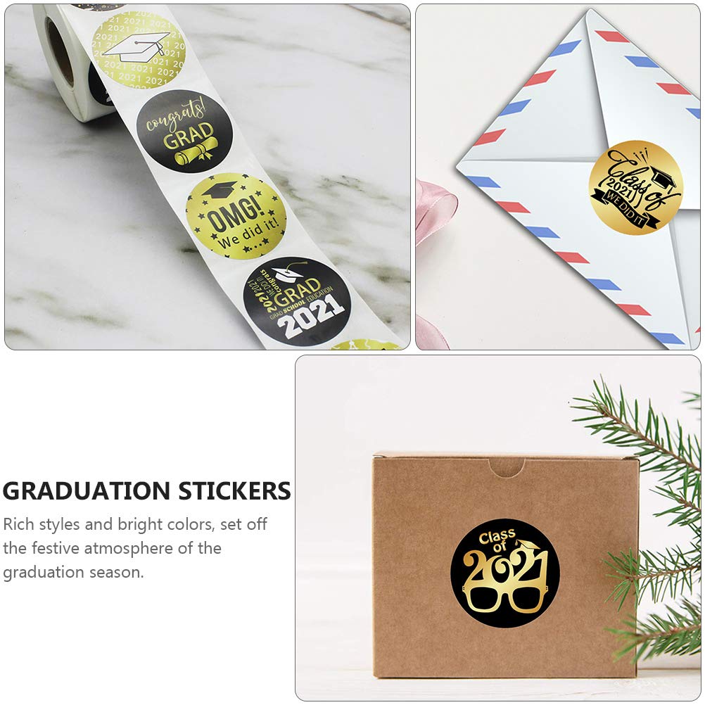 ABOOFAN 1 Roll Graduation Stickers - Round Seal Labels for Graduation Party Decorations, Thank You Gifts & Diploma Sealing - Perfect for Commencement Season, School Events & DIY Scrapbooking