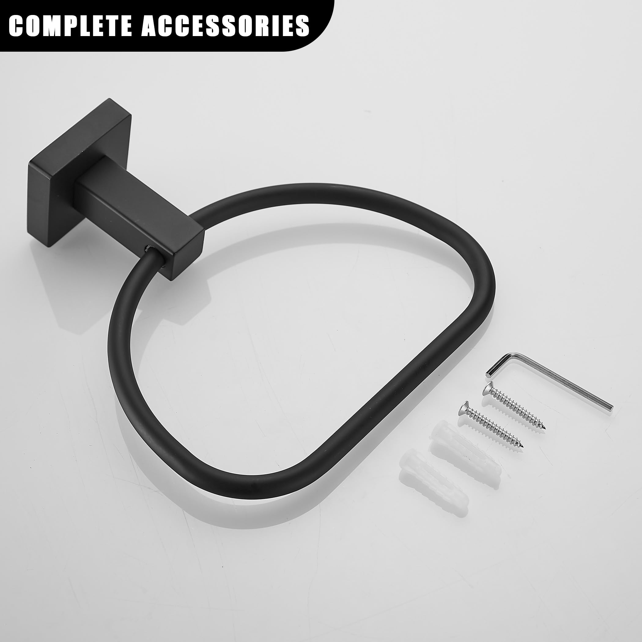 Modern Matte Black Wall Mounted Hand Towel Holder - Half Round Bathroom Towel Ring for Kitchen & Bathroom - Durable Stainless Steel Towel Hanger for Home, Spa, Hotel (Set of 2) - Perfect for Guest Bathrooms & Powder Rooms