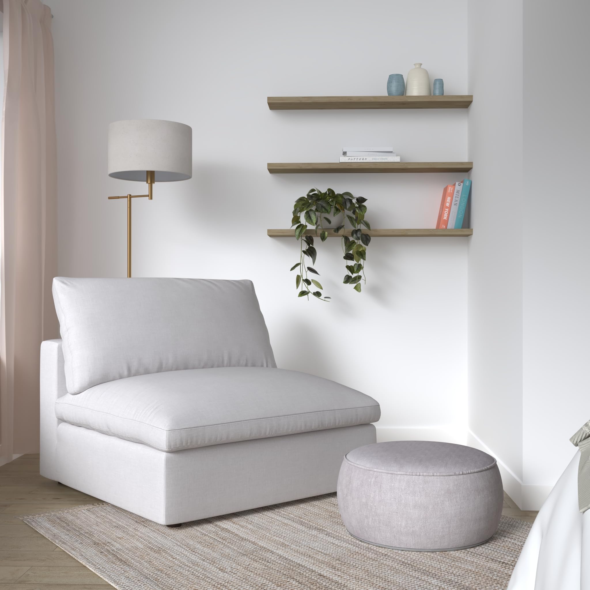 Modway Commix Down-Filled Overstuffed Upholstered Armless Sectional Sofa Chair in Beige - Perfect for Living Rooms, Apartments & Cozy Home Decor