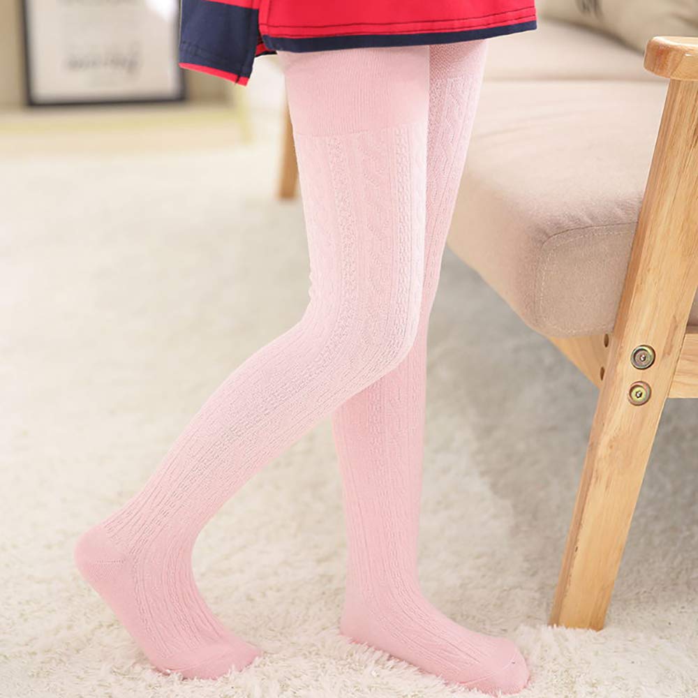 TechCity Girls Tights - Toddler Seamless Leggings, Cotton Cable Knit Pantyhose & Stockings for Girls 2-14 Years | Soft & Comfortable for School, Play & Everyday Wear