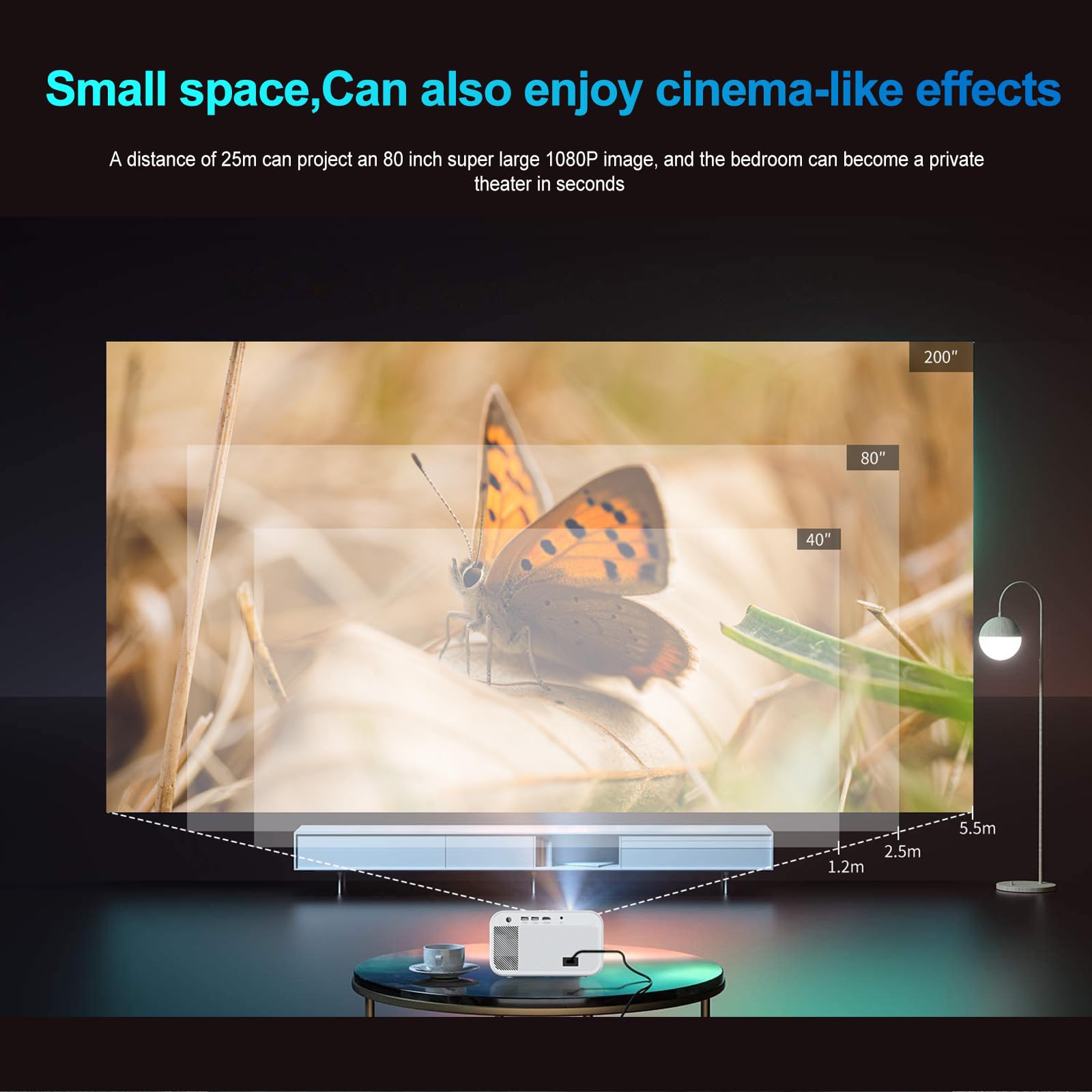 ERICAT Smart 1080P Projector with Auto Keystone, 4