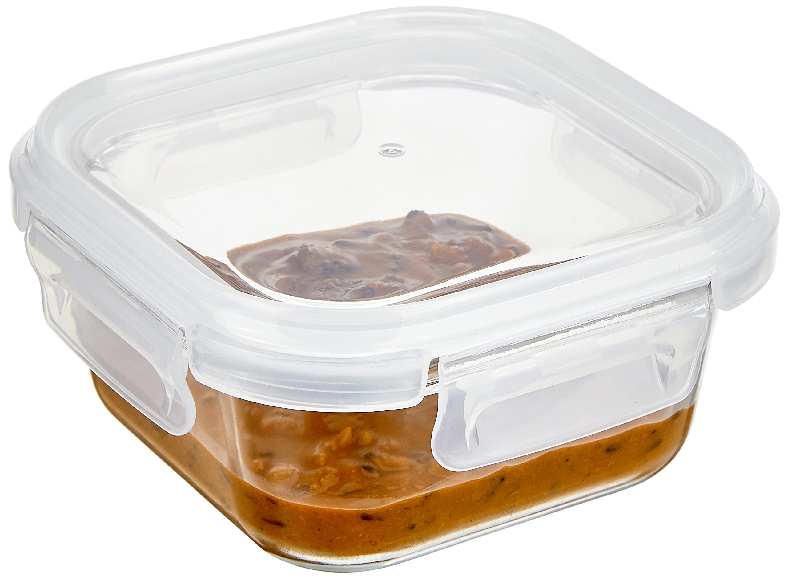 Solimo Borosilicate Glass Food Storage Containers with Lids - 520ml Square Meal Prep Containers for Kitchen, Lunch Box, Meal Prep, BPA-Free & Microwave Safe - Perfect for Leftovers, Meal Prepping, and Office Lunches