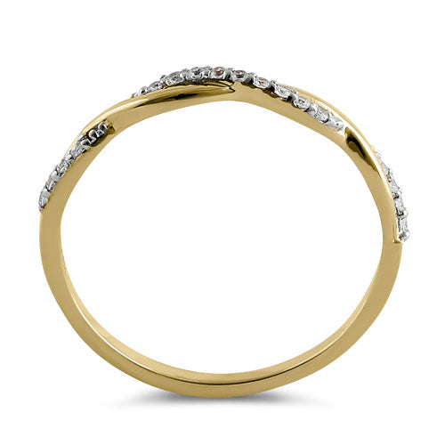 14K Solid Yellow Gold Twist Cubic Zirconia Ring for Women - Elegant CZ Jewelry for Engagement, Wedding, Anniversary & Everyday Wear