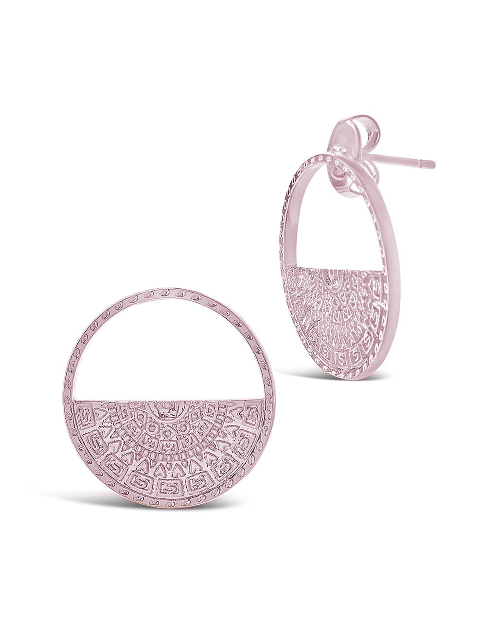 Stylish Medallion Half Circle Stud Earrings for Women - Trendy Gold & Silver Fashion Jewelry - Perfect for Parties, Weddings & Everyday Wear