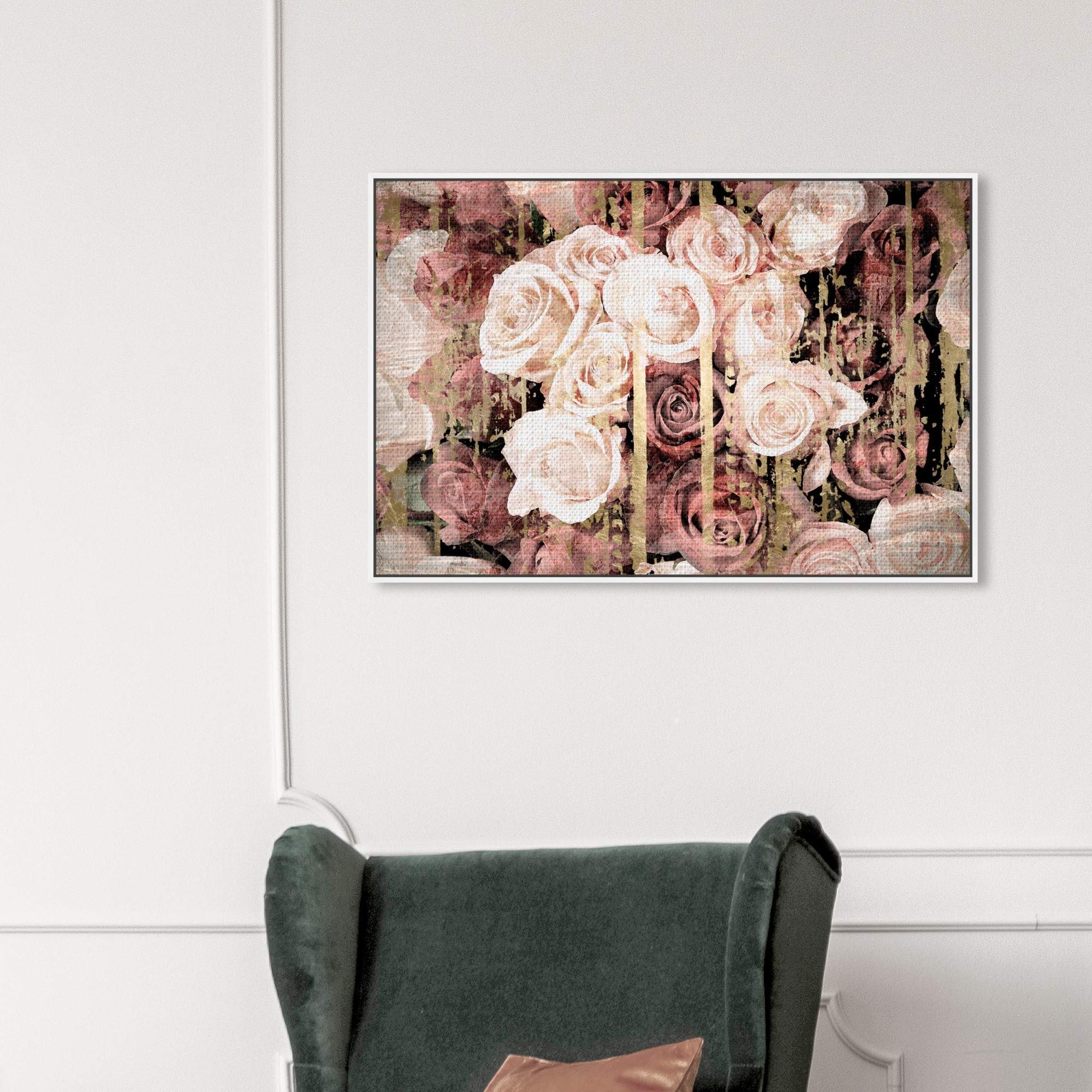 Oliver Gal Artist Co. Floral Botanical Framed Wall Art Canvas Print - Shabby Chic Romance in Pink & Brown, 36x24 Inches - Perfect for Living Room, Bedroom & Office Decor