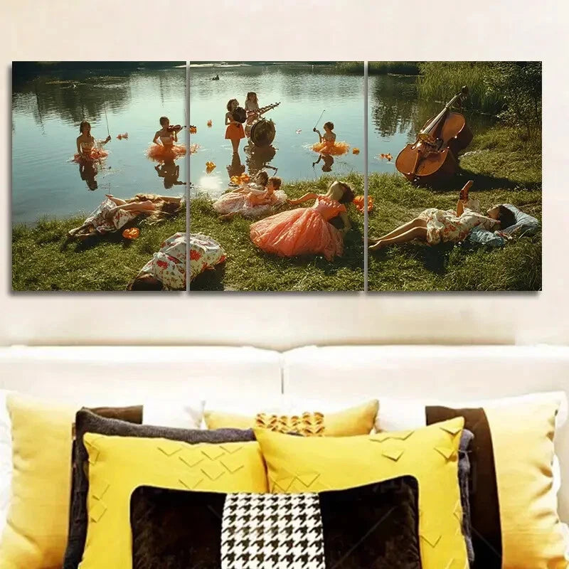 3-Piece Concert by the Lake Wall Art Set - Framed Canvas Prints 40x60cm - High Quality Australian Made Wall Decor - Perfect for Living Room, Bedroom & Office Decor