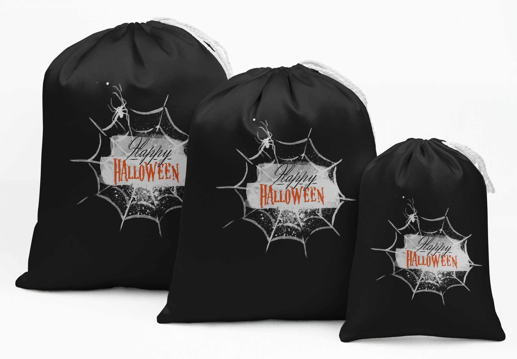 Black Spider Web Halloween Party Favor Bags - 15 Pack | Trick or Treat Candy Bags, Spooky Decorations & Party Supplies for Halloween Decor, Costume Parties & Haunted House Events