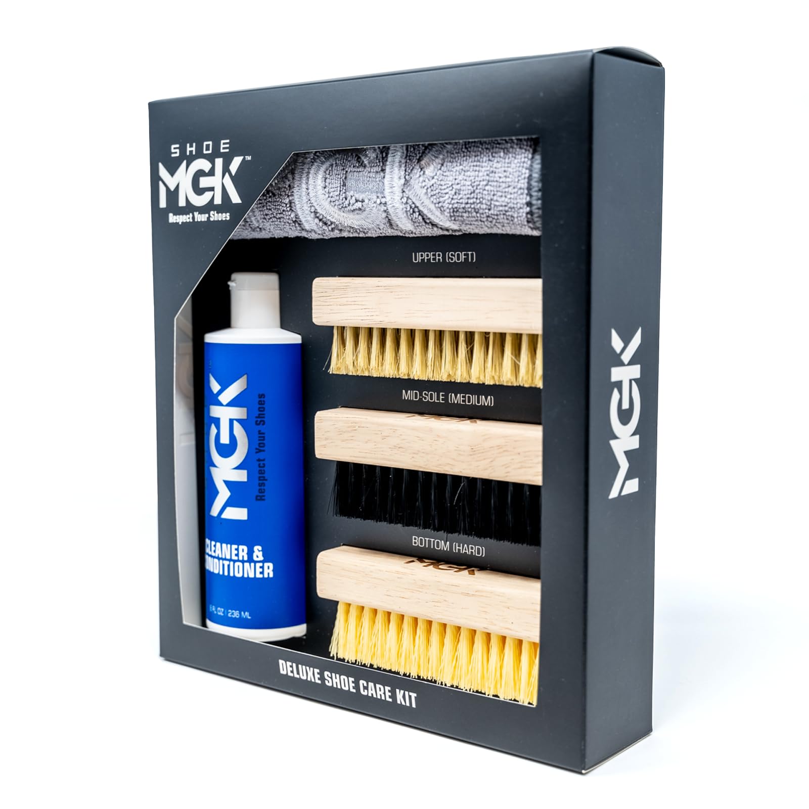 Premium MGK Deluxe Shoe Brush Kit - XL Cleaning & Conditioning Set for Leather, Suede & Sneakers | Perfect for Shoe Care, Polishing & Restoration | Home, Office & Travel Use