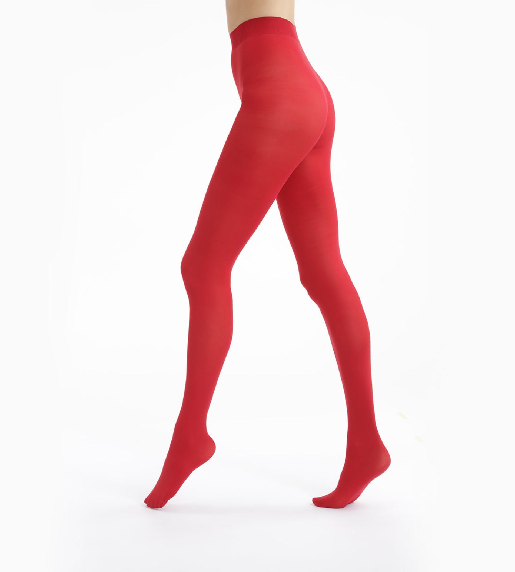 Opaque Velvet Red 50D Tights - High Waist Matte Tights for Women, Perfect for Winter, Fall, and Formal Outfits