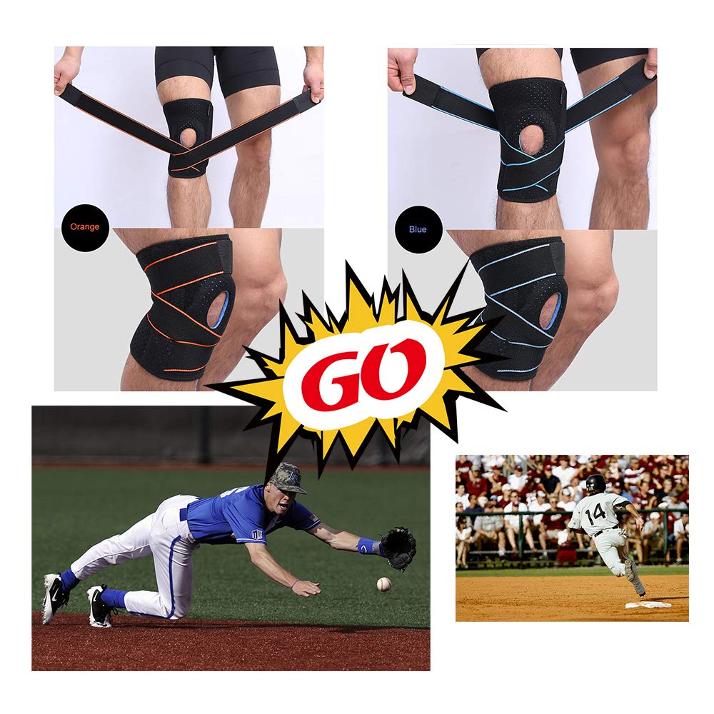 Anti-Slip Compression Knee Brace with Elastic Strap - Neoprene Support for Running, Basketball & Workout - Relieve Pain & Improve Performance