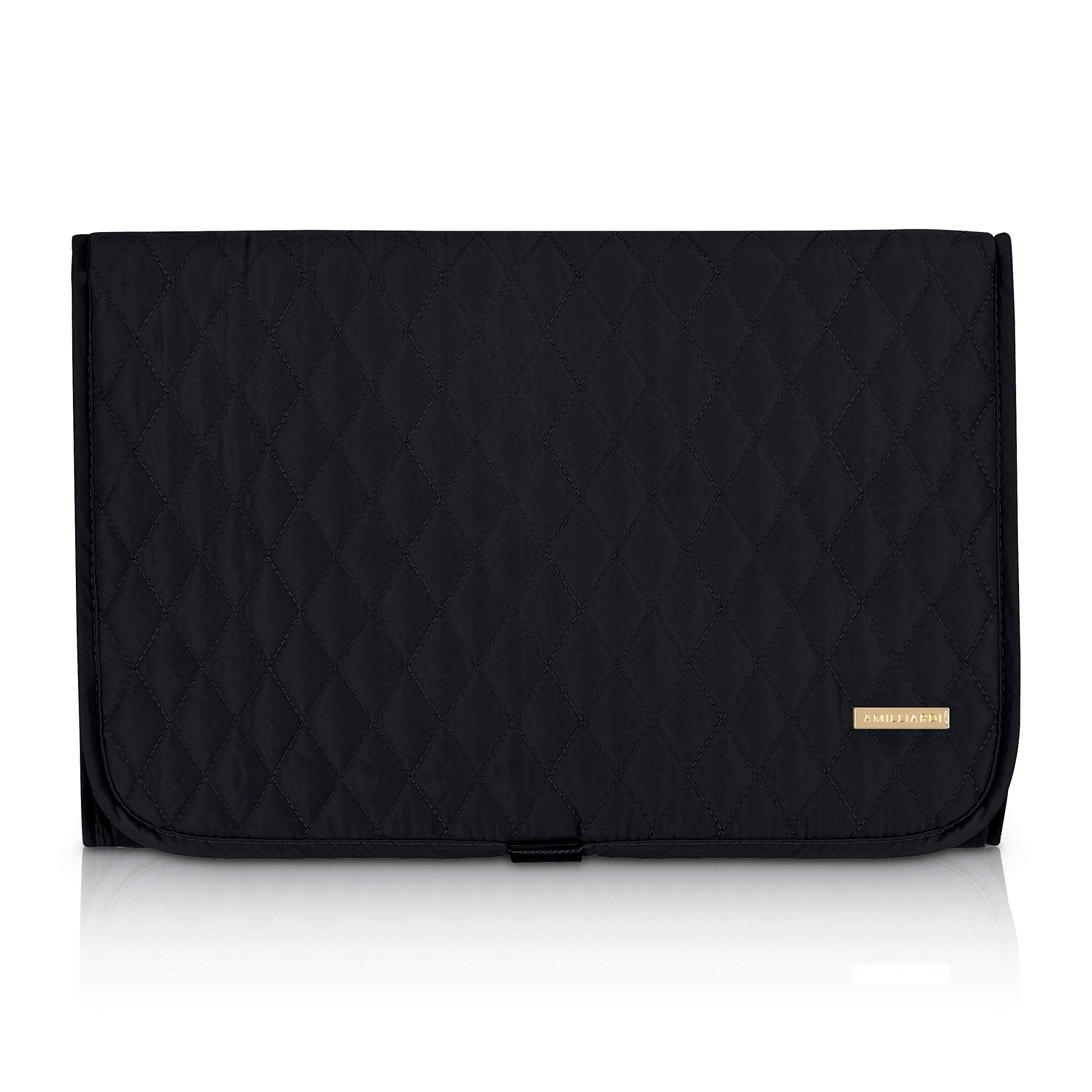 AMILLIARDI Portable Diaper Changing Pad - Waterproof Travel Changing Mat for Baby, Infant & Newborn - Stylish & Chic Foldable Black Changing Pad for On-the-Go Parents, Perfect for Car, Stroller & Diaper Bag