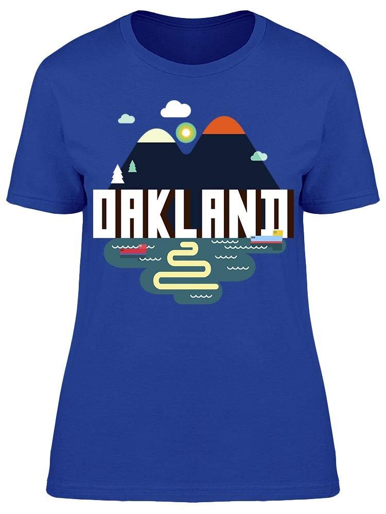 Smartprints Oakland Landscape Mountain Graphic T-Shirt for Women - Casual & Comfortable Cotton Tee for Hiking, Travel & Everyday Wear