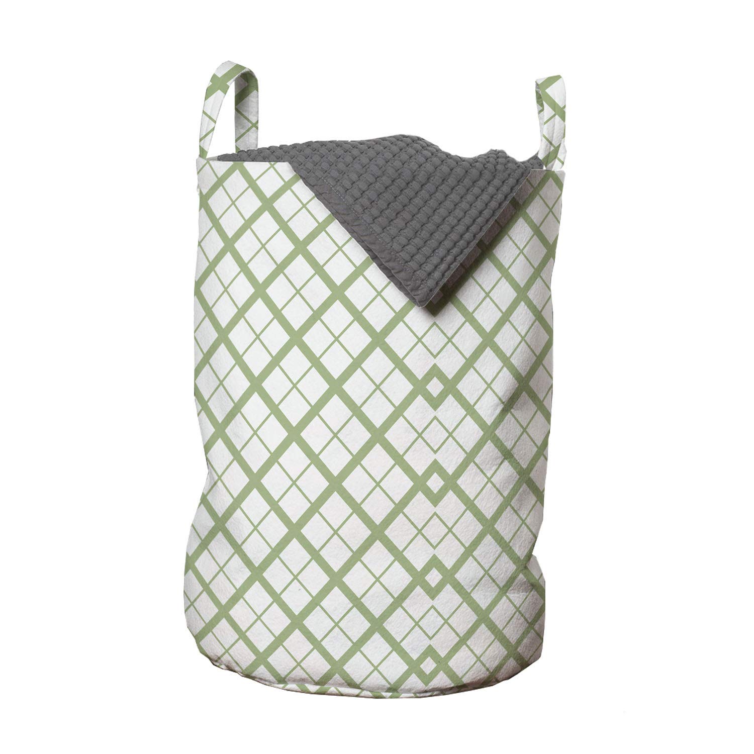 Ambesonne Green Laundry Bag with Handles - Modern Geometric Picnic Table Design, 13