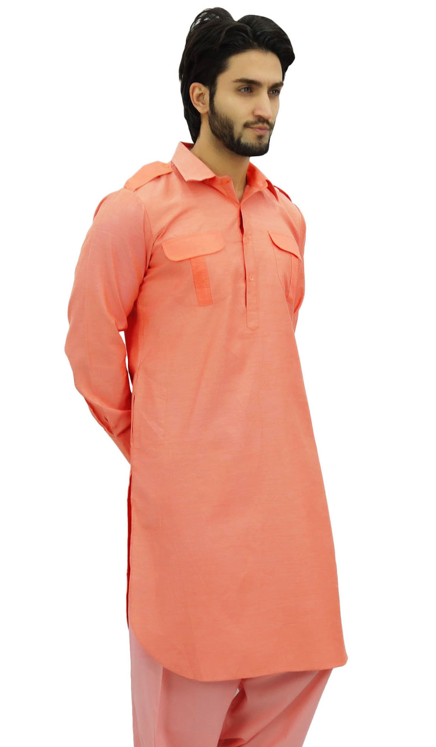 Atasi Men's Pathani Style Long Kurta Punjabi Ethnic Shirt - Traditional Indian Wedding & Festival Wear for Men