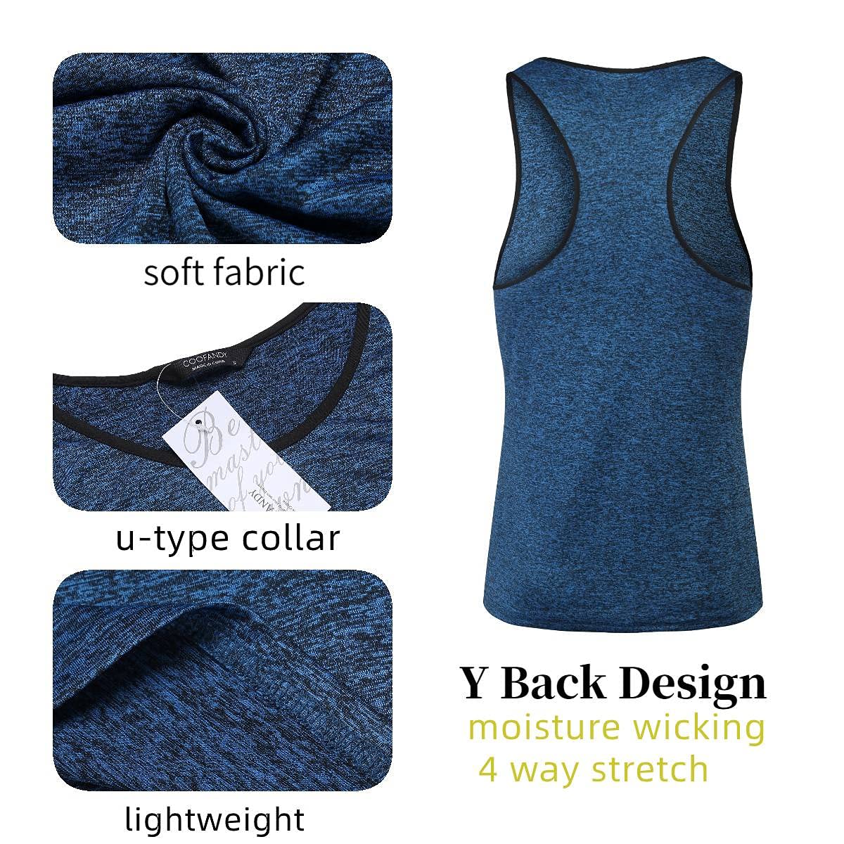COOFANDY Men's 3 Pack Sleeveless Gym Tank Tops - Y-Back Workout Shirts for Bodybuilding & Fitness | Moisture Wicking Muscle Tees for Running, Weightlifting & Summer Workouts