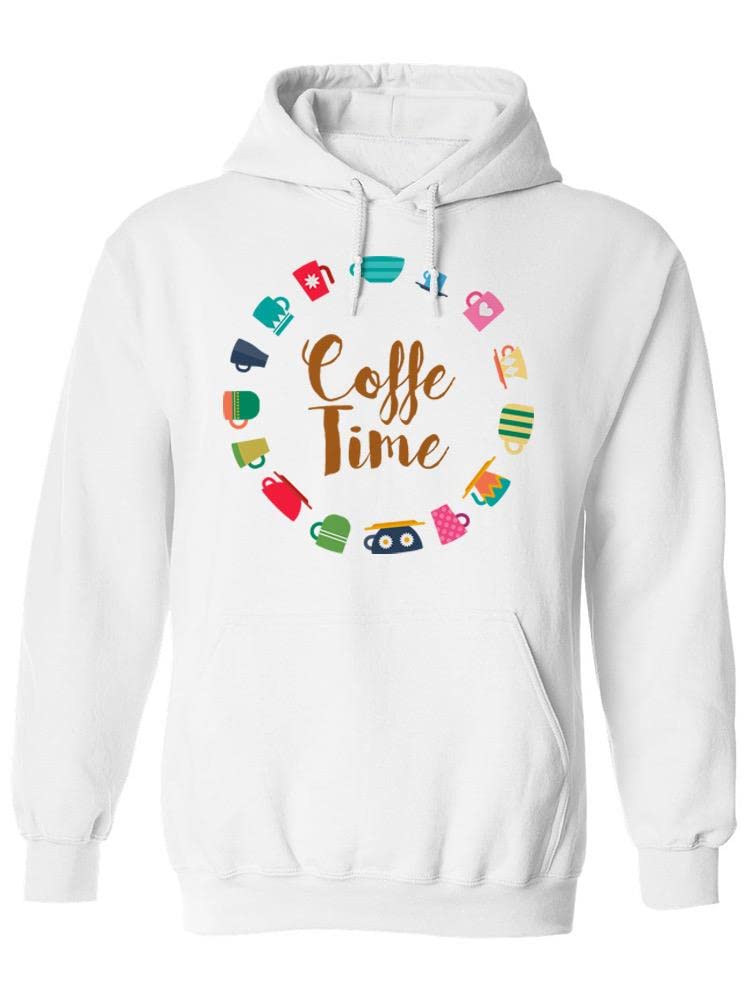 Smartprints Coffee Time Mugs Hoodie for Women - Cute Coffee Lover Sweatshirt with Mug Print - Perfect for Coffee Shops, Work & Casual Outings