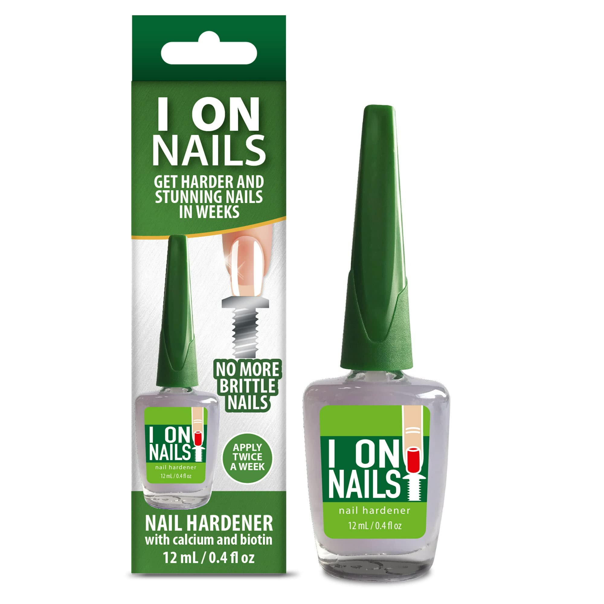 ION Nails Hardener with Calcium & Biotin - Strengthens & Lengthens Nails, Prevents Brittleness - Clear Base Coat for Healthy Nail Care - Perfect for Manicures, Nail Salons & At-Home Nail Treatments
