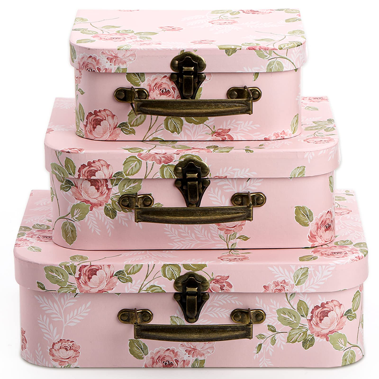 Fasmov 3-Pack Pink Storage Boxes with Lids for Home Decor & Gifts