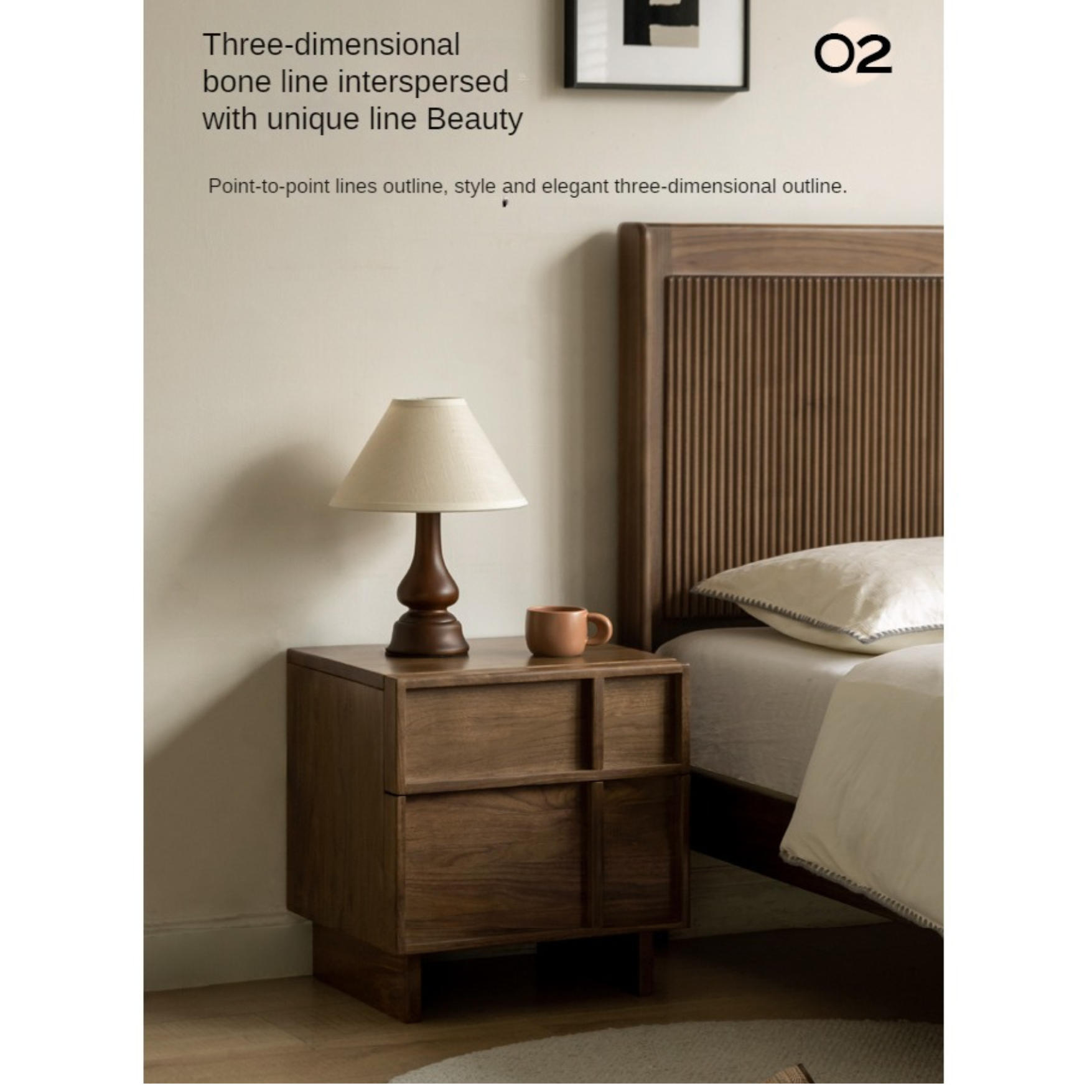 Solid Black Walnut Wood Nightstand with Drawer - Caluswood Bedside Table for Bedroom Storage | Perfect for Small Spaces, Apartment Living & Modern Home Decor