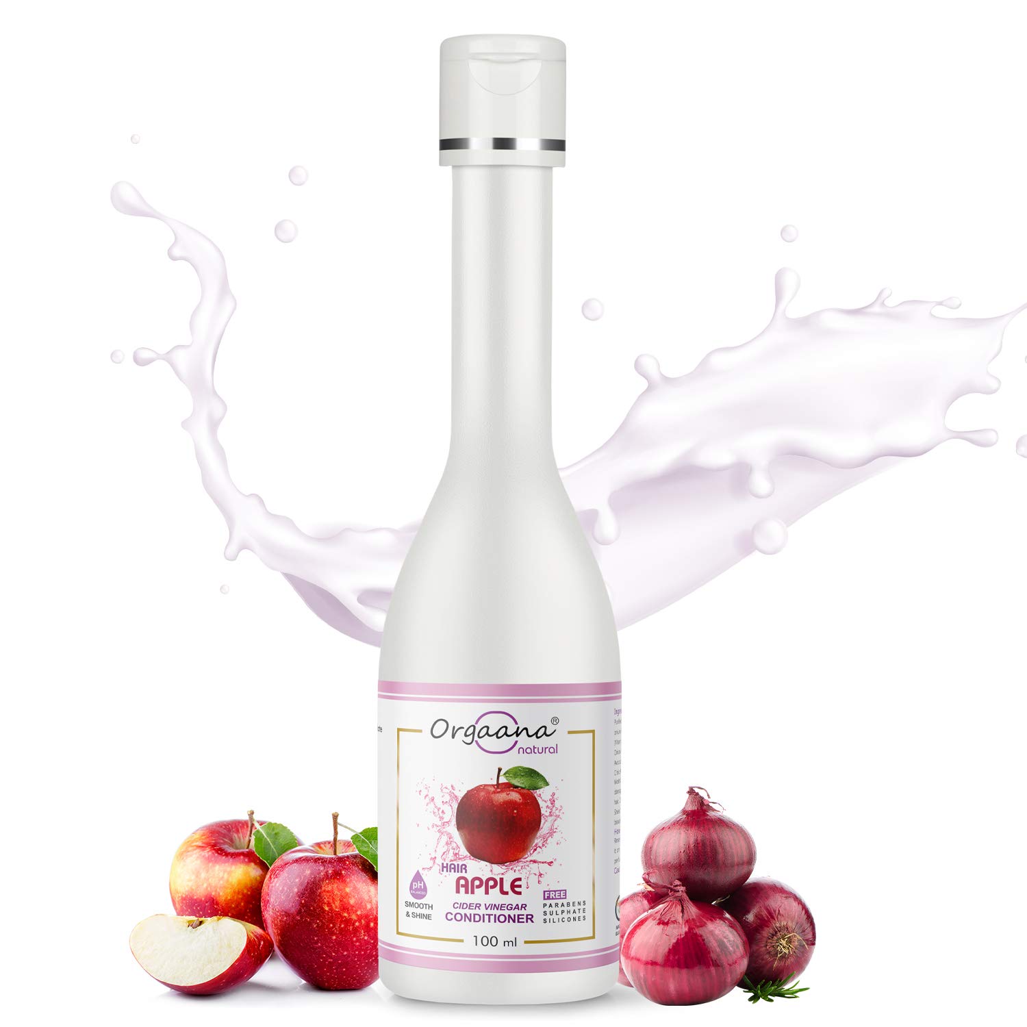 Orgaana Natural Apple Cider Vinegar Hair Conditioner for Dry & Frizzy Hair - Sulfate Free, Paraben Free, Vegan Hair Treatment for Stronger, Smoother Hair - Men & Women (100ml) - Perfect for Daily Hair Care & Salon Quality Results at Home