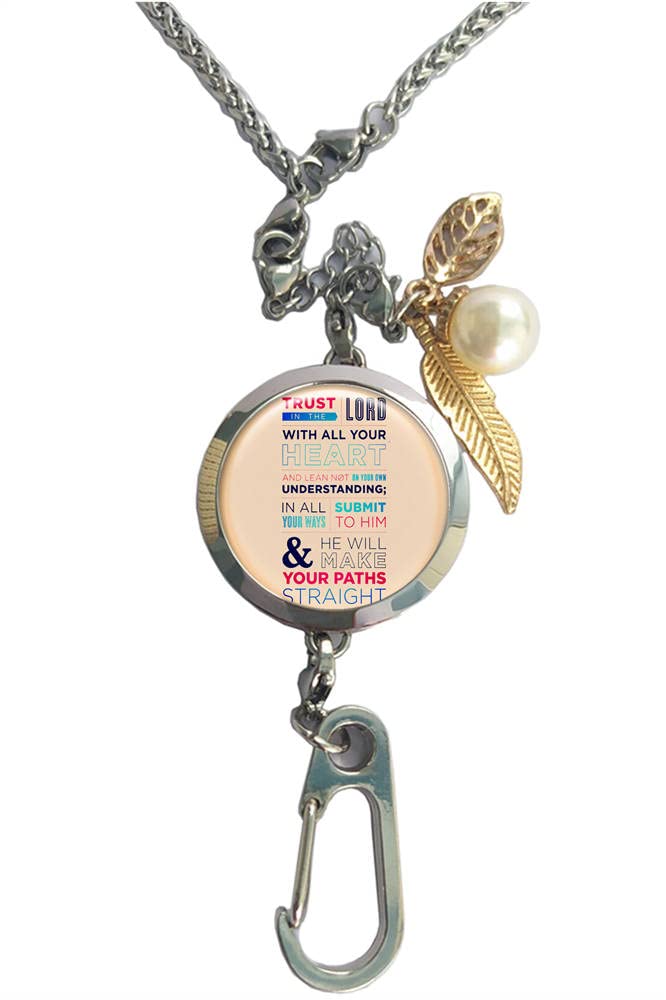 RhyNSky Trust in The Lord Aromatherapy Essential Oil Diffuser Locket - Pendant ID Badge Holder, Necklace, Bracelet & Keychain with Chain & Pads (C440) - Perfect for Prayer, Meditation, Work & Daily Wear
